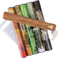 Wierook Meditatie pakket - Satya Meditation - Lucky Buddha - Lavender - Vanille - White Sage - 100 Wierook stokjes met GRATIS Wierookplankje