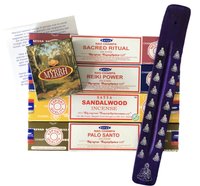 **bestseller** - Luxe Wierookpakket - 4 x Satya Nag Champa - Reiki Power - Sacred Ritual - Palo Santo - Sandal Wood - Wierook stokjes met speciaal wierookplankje & tijdelijk als extra Myrrh Cones